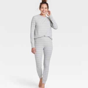 Starts Above Gray Striped Sleepwear Set